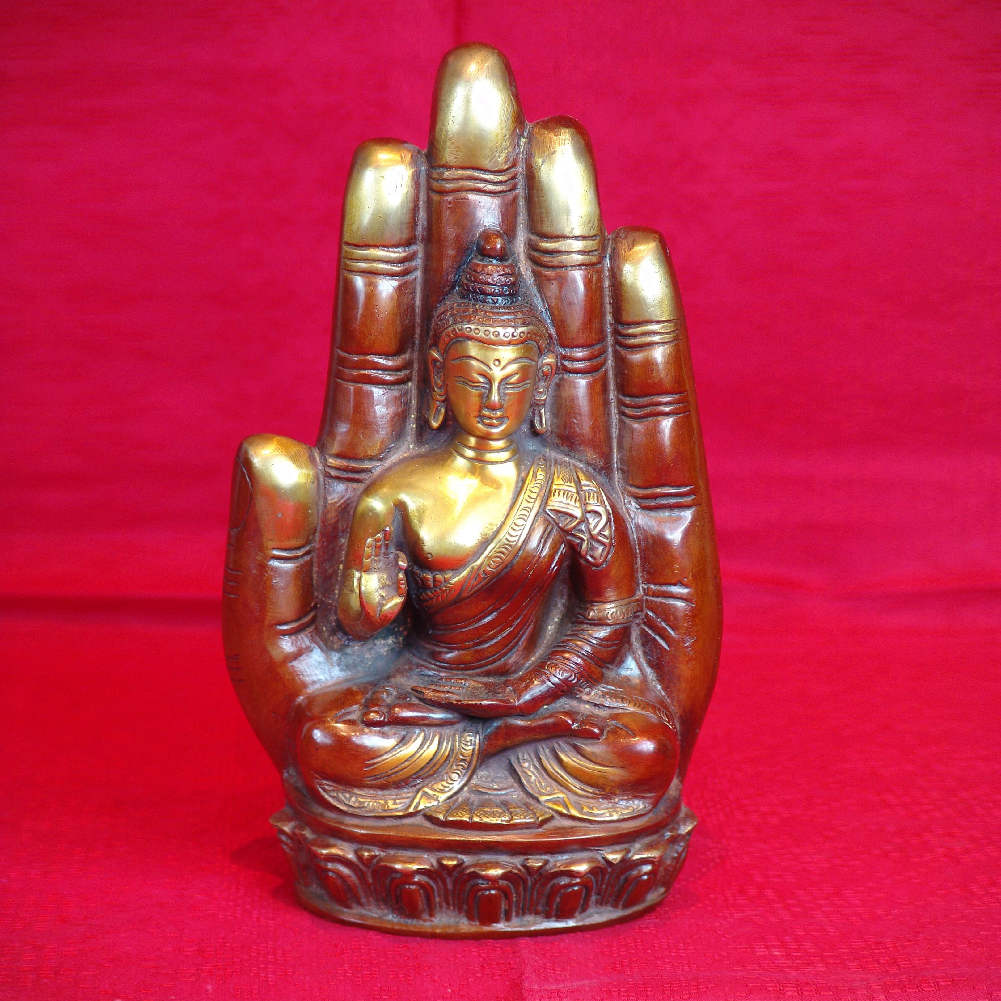 Hindu Bronze Statue - Buddha on hand